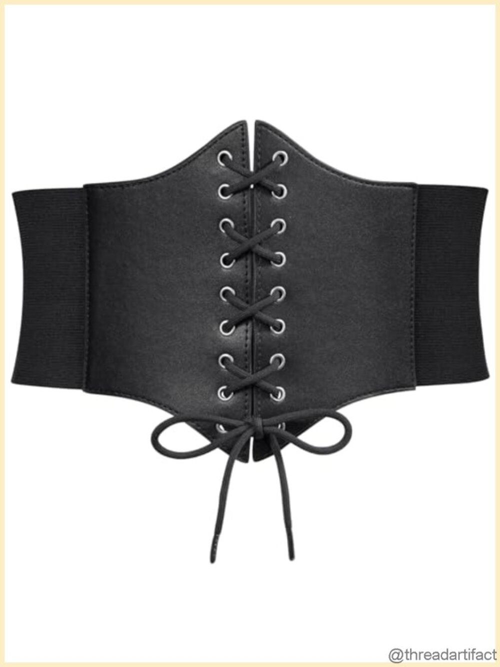 Women's Faux Leather Lace-Up Corset Belt Wide Elastic Waist Belt Costume